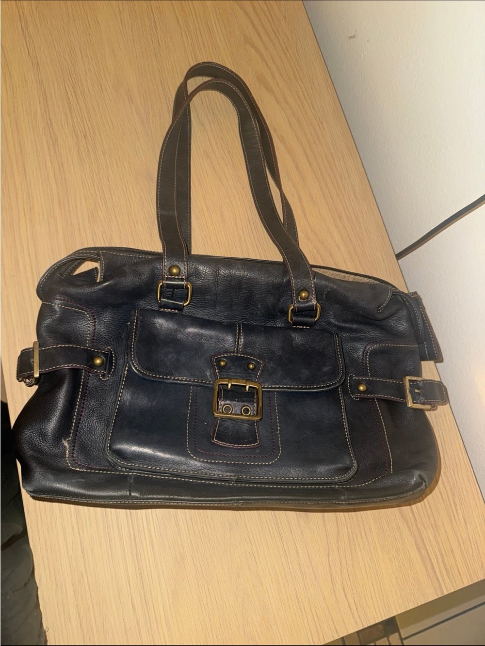 Franklin Covey y2k black purse with brass accents